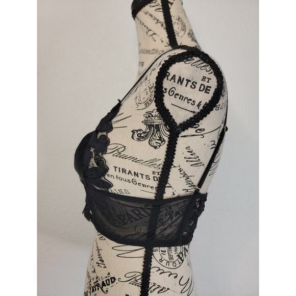 Victorias Secret Corset Bralette Top XS Black Sexy Lace V Neck Boning Black NEW - Picture 5 of 10